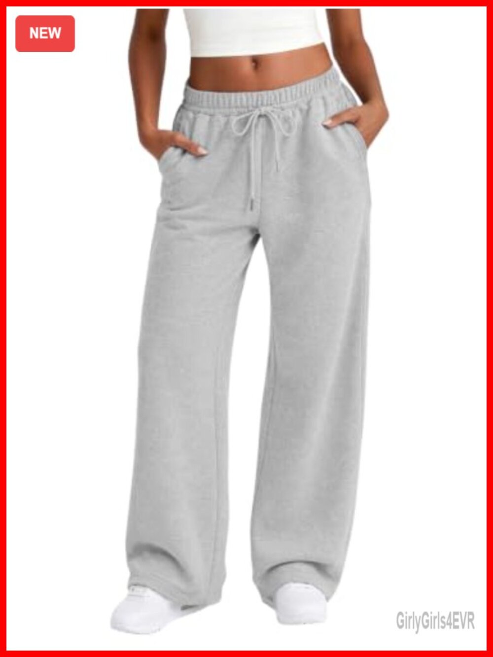 High Waisted Wide Leg Sweatpants Baggy Drawstring Pants with Pockets Lounge Wear